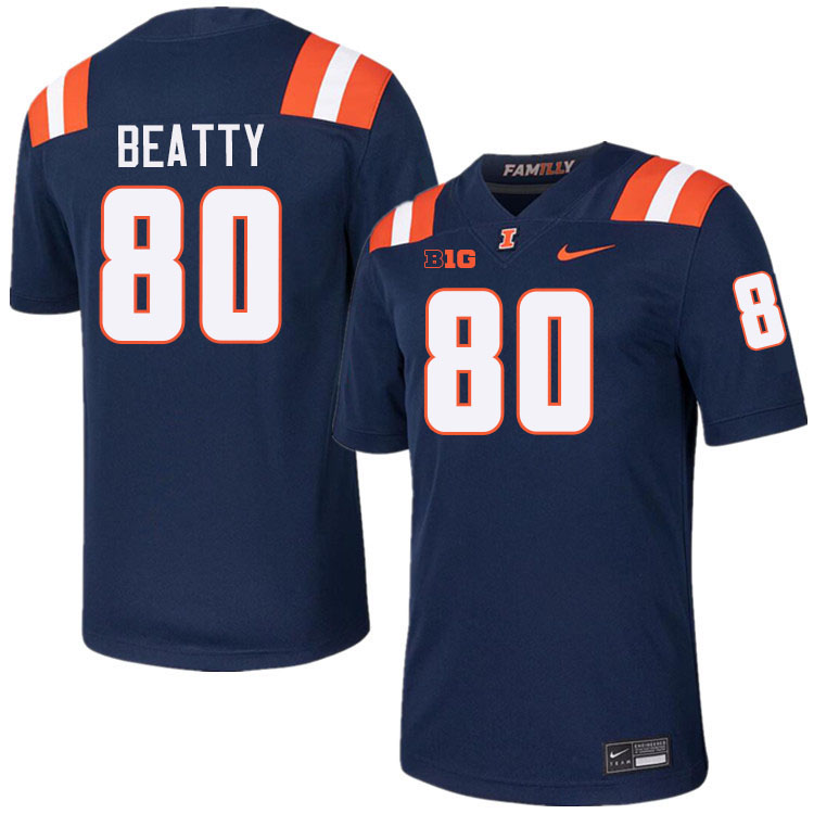 Men #80 Hank Beatty Illinois Fighting Illini College Football Jerseys Stitched-Navy